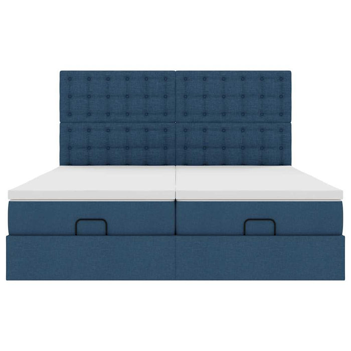vidaXL Struttura Letto Pouf con Materassi Blu 160x200 cm in Tessuto