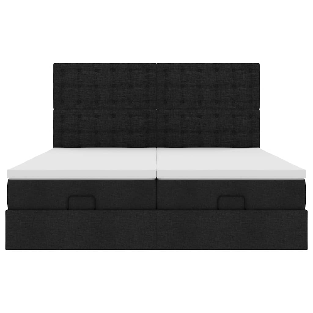vidaXL Struttura Letto Pouf con Materassi Nero 180x200 cm in Tessuto