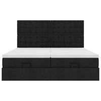 vidaXL Struttura Letto Pouf con Materassi Nero 180x200 cm in Tessuto