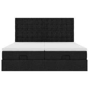 vidaXL Struttura Letto Pouf con Materassi Nero 180x200 cm in Tessuto