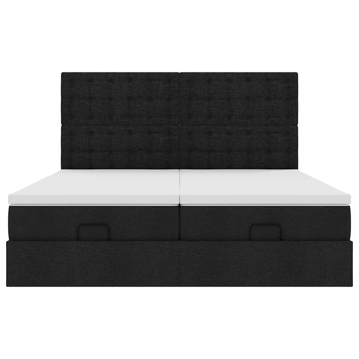 vidaXL Struttura Letto Pouf con Materassi Nero 180x200 cm in Tessuto