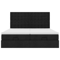 Struttura Letto Pouf con Materassi Nero 200x200 cm in Tessuto 3314592