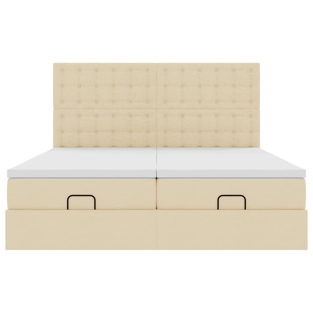 Struttura Letto Pouf con Materassi Crema 200x200 cm in Tessuto 3314595