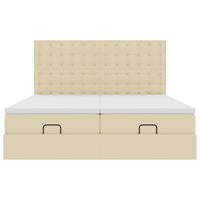 Struttura Letto Pouf con Materassi Crema 200x200 cm in Tessuto 3314595