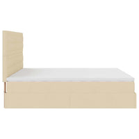 Struttura Letto Pouf con Materassi Crema 200x200 cm in Tessuto 3314595