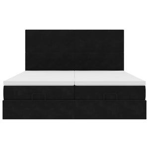 Struttura Letto Pouf con Materassi Nero 180x200 cm in Velluto 3314605