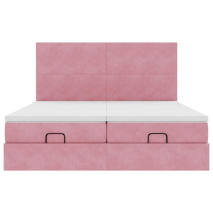 vidaXL Struttura Letto Pouf con Materassi Rosa 200x200 cm Velluto
