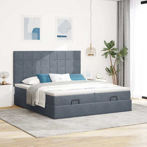Struttura Letto Pouf con Materassi 160x200 cm in Velluto 3314616