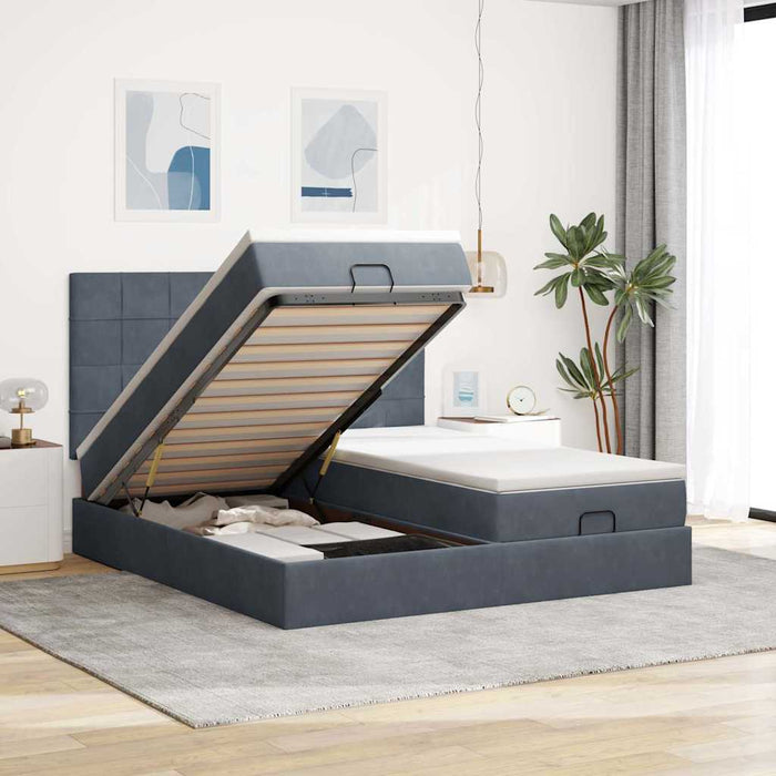 Struttura Letto Pouf con Materassi 160x200 cm in Velluto 3314616