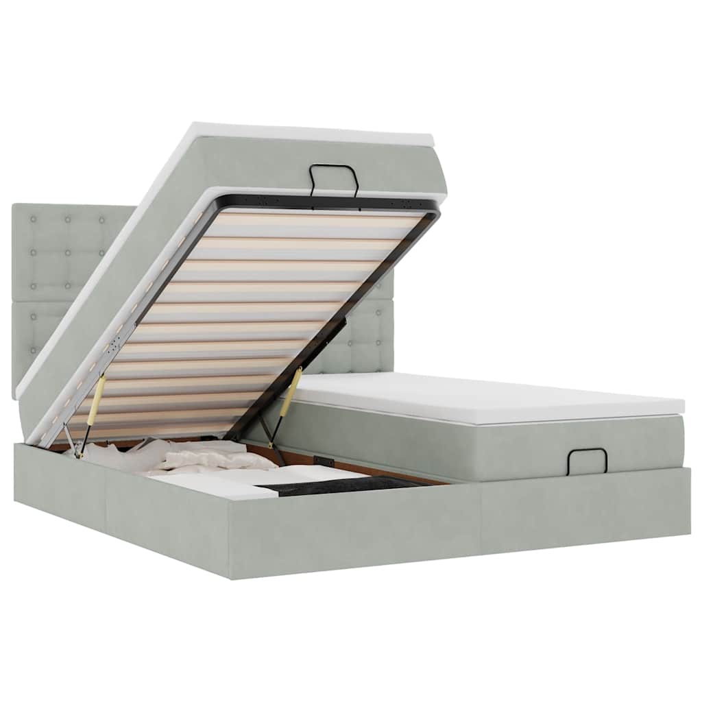 vidaXL Struttura Letto Pouf con Materassi 180x200 cm Velluto