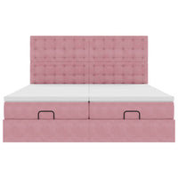 vidaXL Struttura Letto Pouf con Materassi Rosa 200x200 cm Velluto