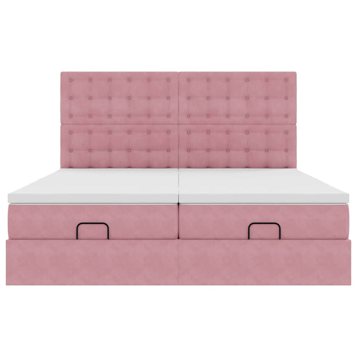 vidaXL Struttura Letto Pouf con Materassi Rosa 200x200 cm Velluto