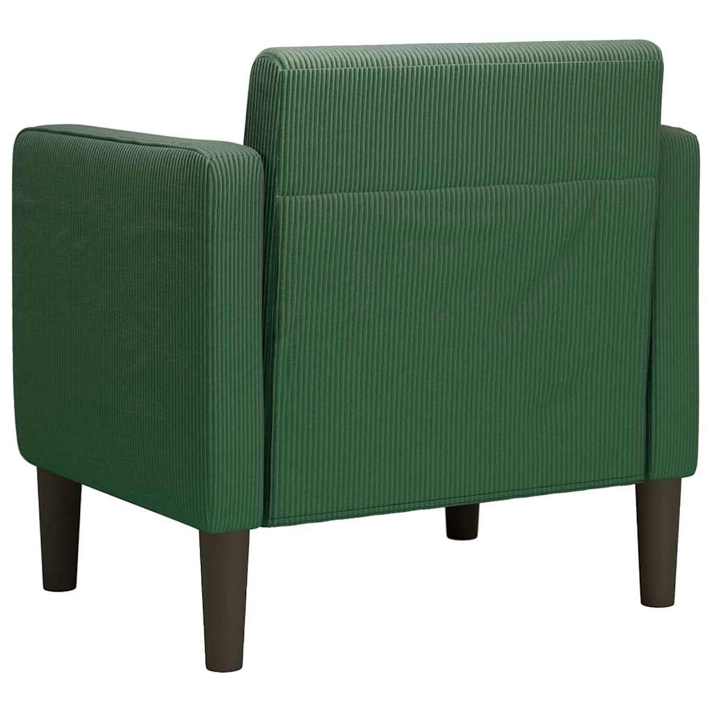 vidaXL Divano Sedia con Braccioli Verde Scuro 54 cm Tessuto a Coste