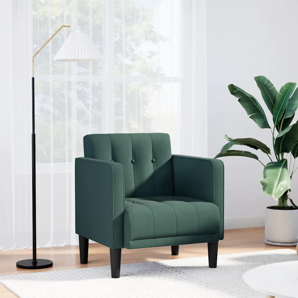 Divano Sedia con Braccioli Verde Scuro 53 cm in Tessuto 4100546