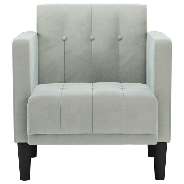 vidaXL Divano Sedia con Braccioli Grigio Chiaro 53 cm in Velluto