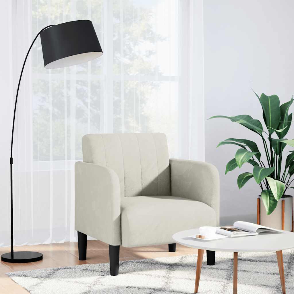 Divano Sedia con Braccioli Crema 54 cm in Velluto 4100585