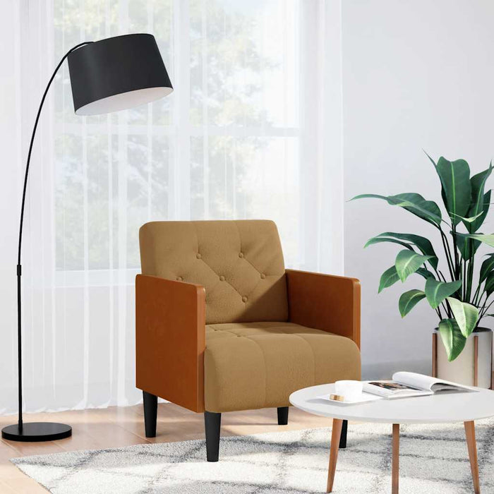 vidaXL Divano Sedia con Braccioli Marrone 55 cm in Velluto