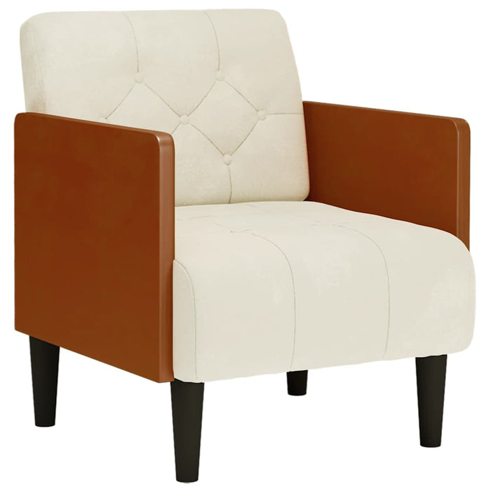 vidaXL Divano Sedia con Braccioli Crema 55 cm in Velluto