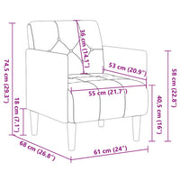 vidaXL Divano Sedia con Braccioli Crema 55 cm in Velluto