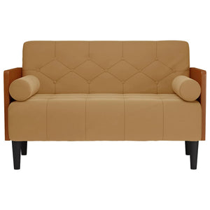 Divano Divanetto con Cuscini Bolster Marrone 110 cm Velluto