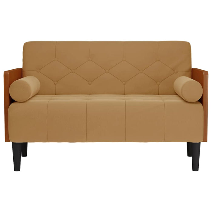 Divano Divanetto con Cuscini Bolster Marrone 110 cm Velluto
