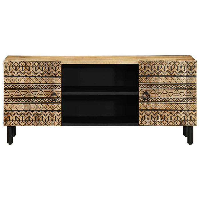 Mobile Porta TV-Mobile per TV-Credenza TV Nero 105x33,5x46 cm Legno Massello Mango Grezzo
