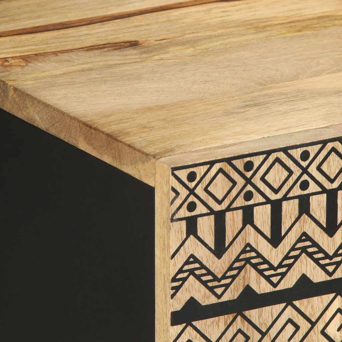 Mobile Porta TV-Mobile per TV-Credenza TV Nero 105x33,5x46 cm Legno Massello Mango Grezzo