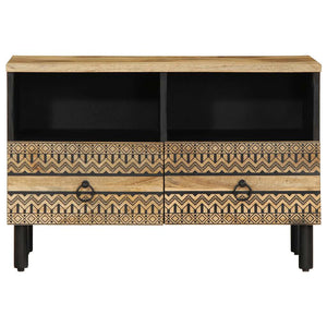 Mobile Porta TV-Mobile per TV-Credenza TV Nero 70x33,5x46 cm Legno Massello Mango Grezzo