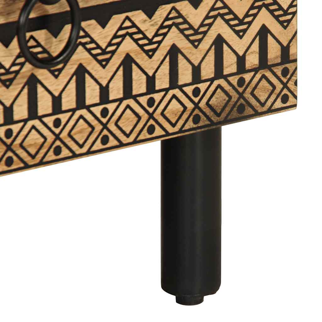 Mobile Porta TV-Mobile per TV-Credenza TV Nero 70x33,5x46 cm Legno Massello Mango Grezzo