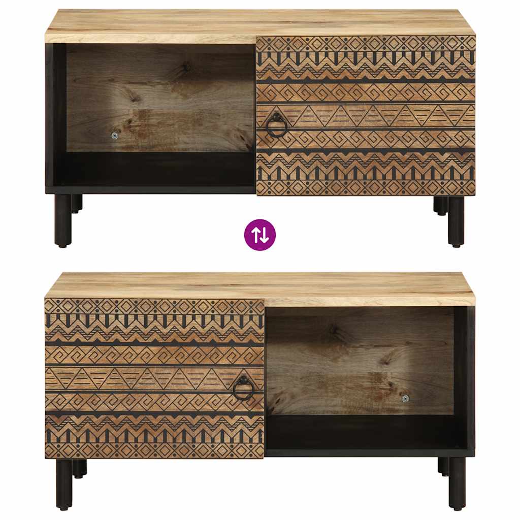 Tavolino da Salotto Nero 80x50x40cm Legno Massello Mango Grezzo 4018632