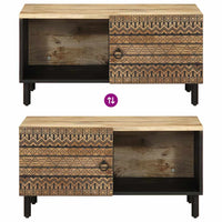 Tavolino da Salotto Nero 80x50x40cm Legno Massello Mango Grezzo 4018632