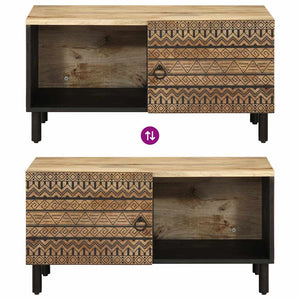 Tavolino da Salotto Nero 80x50x40cm Legno Massello Mango Grezzo 4018632