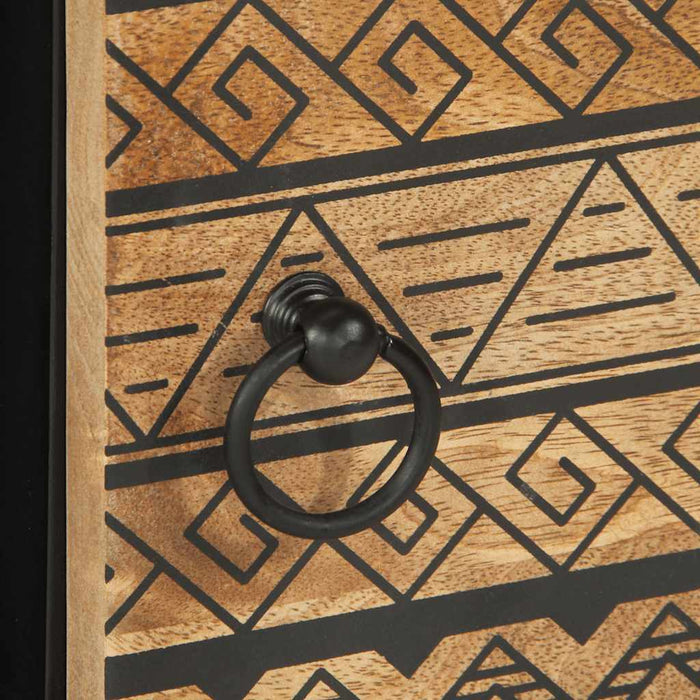 Tavolino da Salotto Nero 80x50x40cm Legno Massello Mango Grezzo 4018632