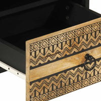 vidaXL Comodino Nero 40x33x46 cm in Legno Massello di Mango Grezzo