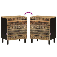 vidaXL Comodino Nero 50x33x60 cm in Legno Massello di Mango Grezzo