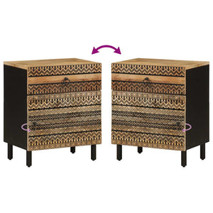 vidaXL Comodino Nero 50x33x60 cm in Legno Massello di Mango Grezzo