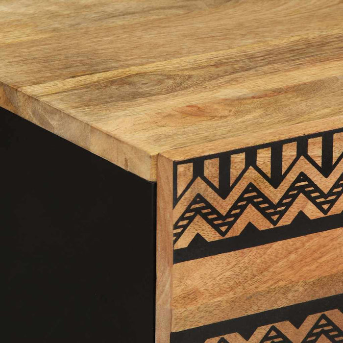 vidaXL Comodino Nero 50x33x60 cm in Legno Massello di Mango Grezzo