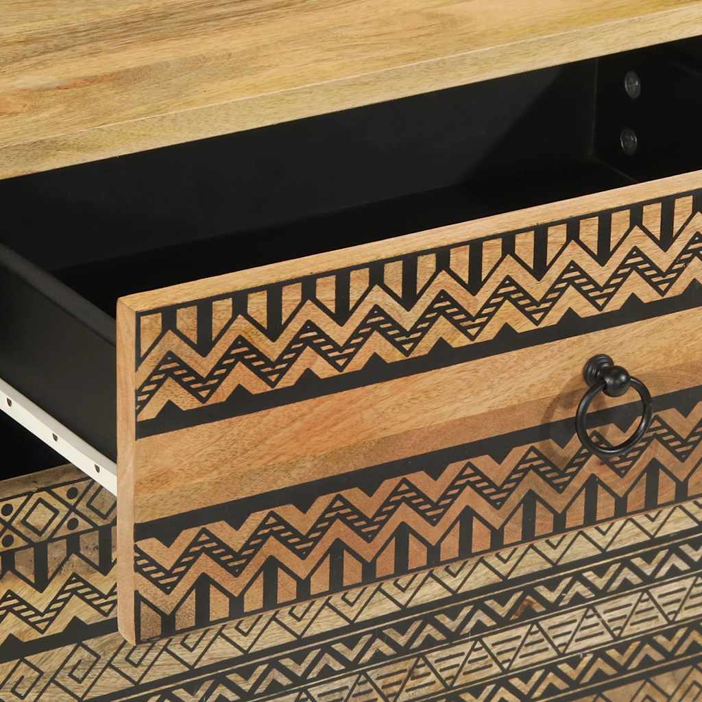 vidaXL Comodino Nero 50x33x60 cm in Legno Massello di Mango Grezzo