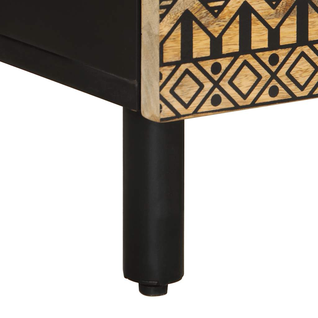 vidaXL Comodino Nero 50x33x60 cm in Legno Massello di Mango Grezzo