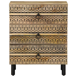 vidaXL Comodino Nero 50x33x62 cm in Legno Massello di Mango Grezzo