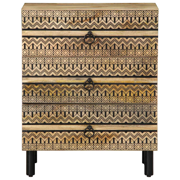 vidaXL Comodino Nero 50x33x62 cm in Legno Massello di Mango Grezzo