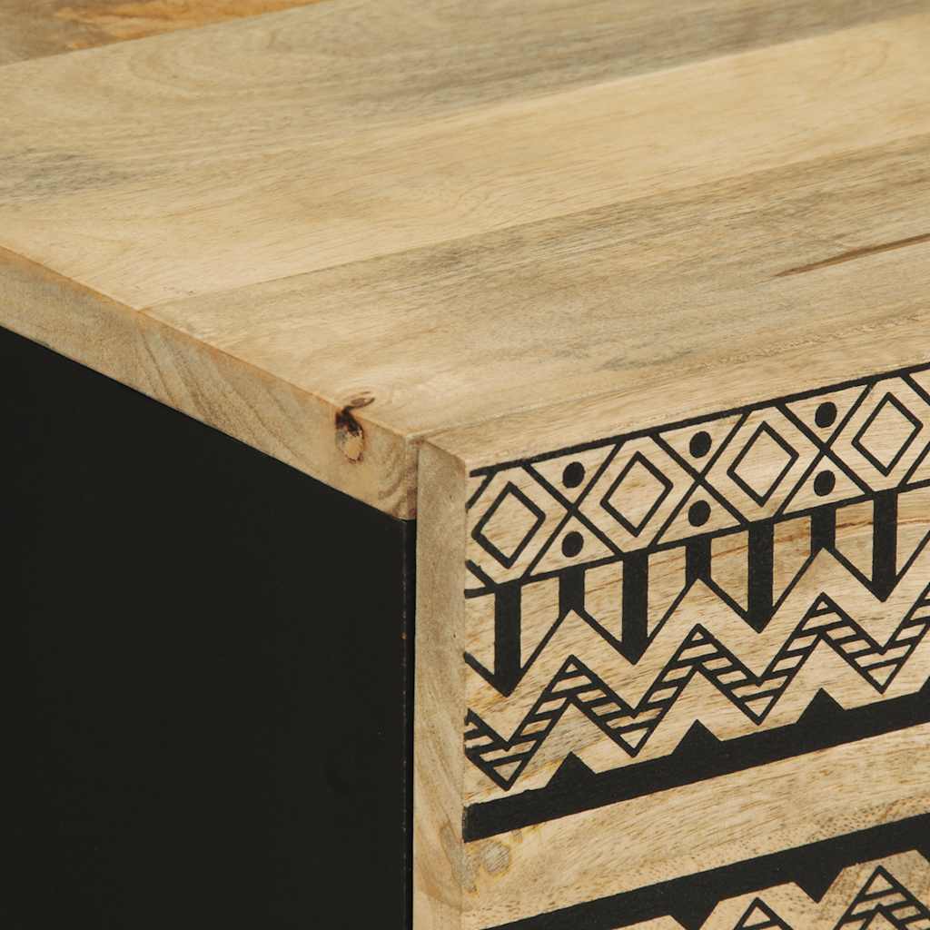 vidaXL Comodino Nero 50x33x62 cm in Legno Massello di Mango Grezzo