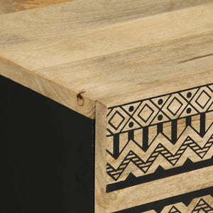 vidaXL Comodino Nero 50x33x62 cm in Legno Massello di Mango Grezzo