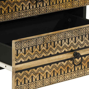 vidaXL Comodino Nero 50x33x62 cm in Legno Massello di Mango Grezzo