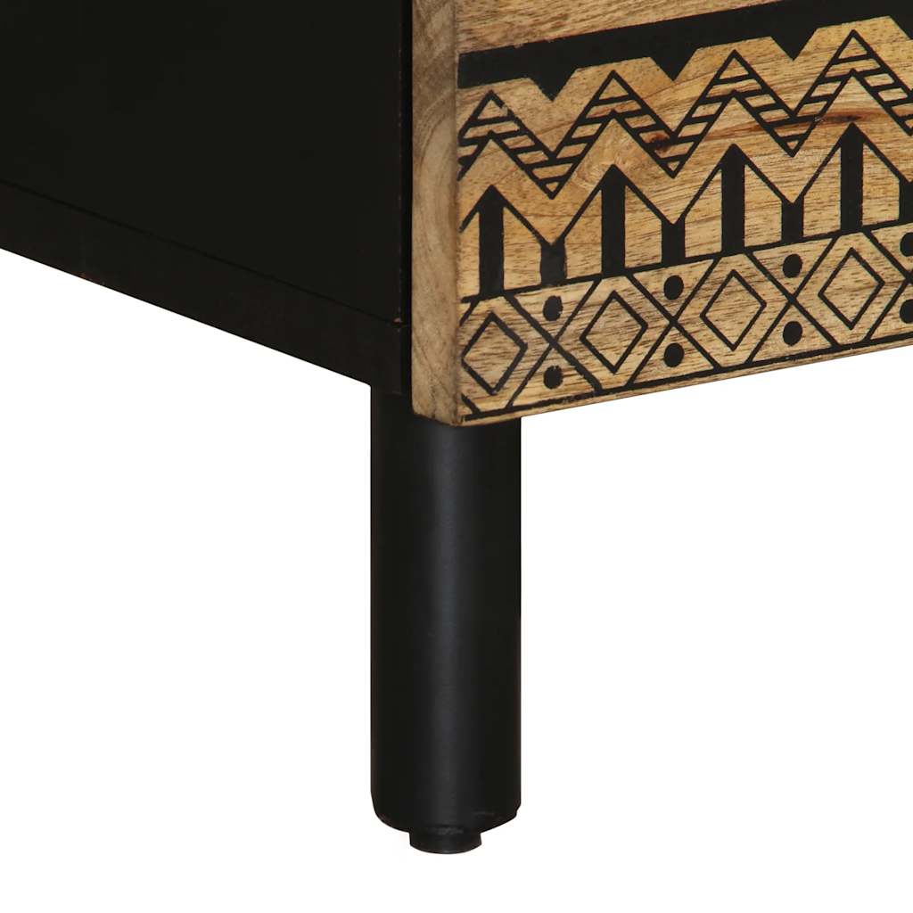 vidaXL Comodino Nero 50x33x62 cm in Legno Massello di Mango Grezzo