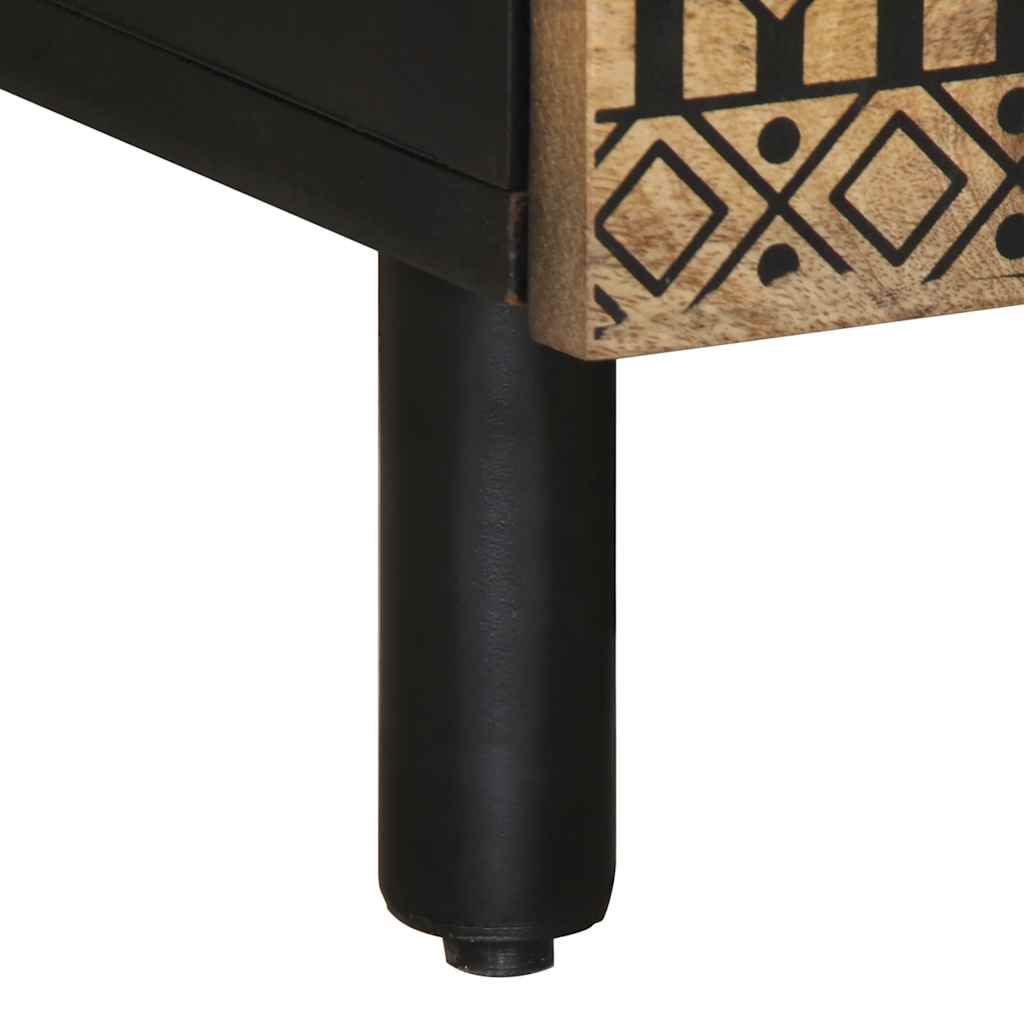 Tavolino Salotto Nero 100x54x40 cm Legno Massello Mango Grezzo 4018640