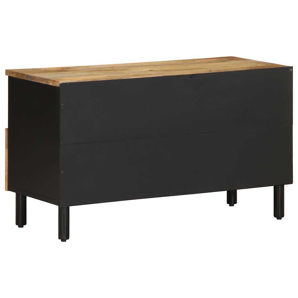 Mobile Porta TV-Mobile per TV-Credenza TV Nero 80x33,5x46 cm Legno Massello Mango Grezzo