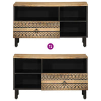 Mobile Porta TV-Mobile per TV-Credenza TV Nero 80x33,5x46 cm Legno Massello Mango Grezzo