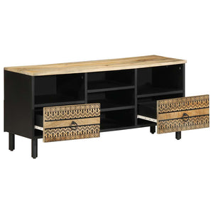 Mobile Porta TV-Mobile per TV-Credenza TV Nero 100x33,5x46 cm Legno Massello Mango Grezzo