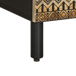 Mobile Porta TV-Mobile per TV-Credenza TV Nero 100x33,5x46 cm Legno Massello Mango Grezzo